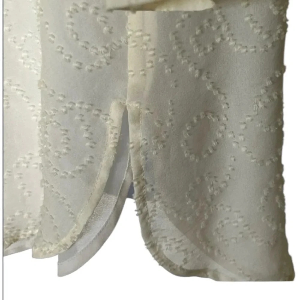 J. McLaughlin Colette silk tunic cream pintuck Swiss dot 3/4 sleeves Size S - Picture 4 of 10